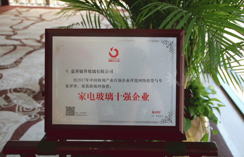 百強玻璃企業榜單出爐 嘉善銀升玻璃榮膺“家電玻璃十強企業”