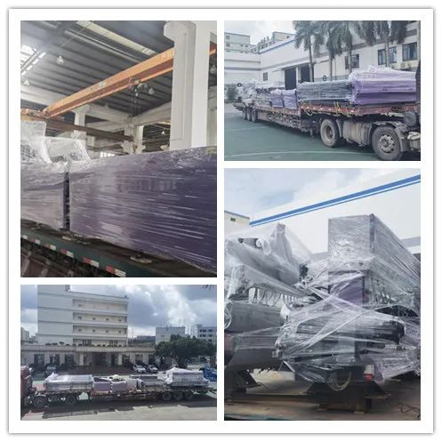 滿載設備的貨車駛入東莞隆玻生產基地